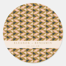 Custom Wedding Blush Gold Black Geometric Chic Runder Aufkleber