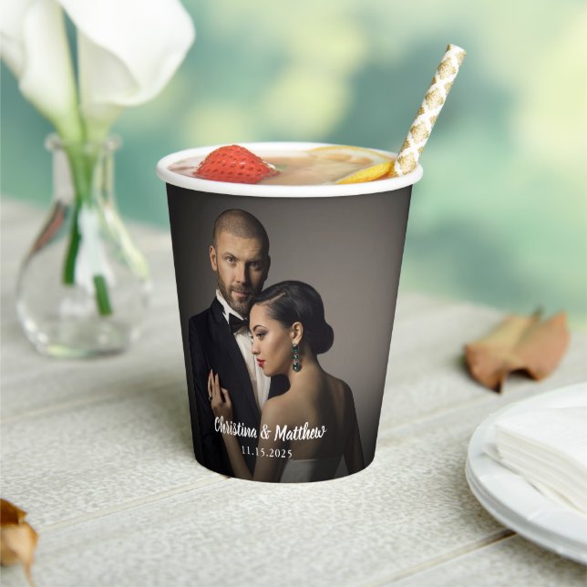 Custom Wedding Bride and Groom's Foto Pappbecher (In Situ)