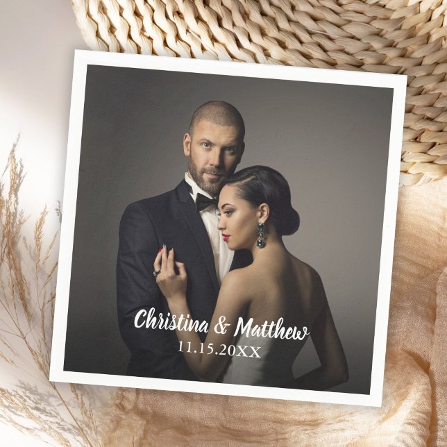 Custom Wedding Bride and Groom's Foto Serviette (Von Creator hochgeladen)