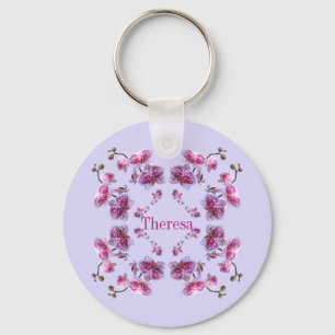 Custom Wedding Bridesmaid Gift Name Orchids Schlüsselanhänger