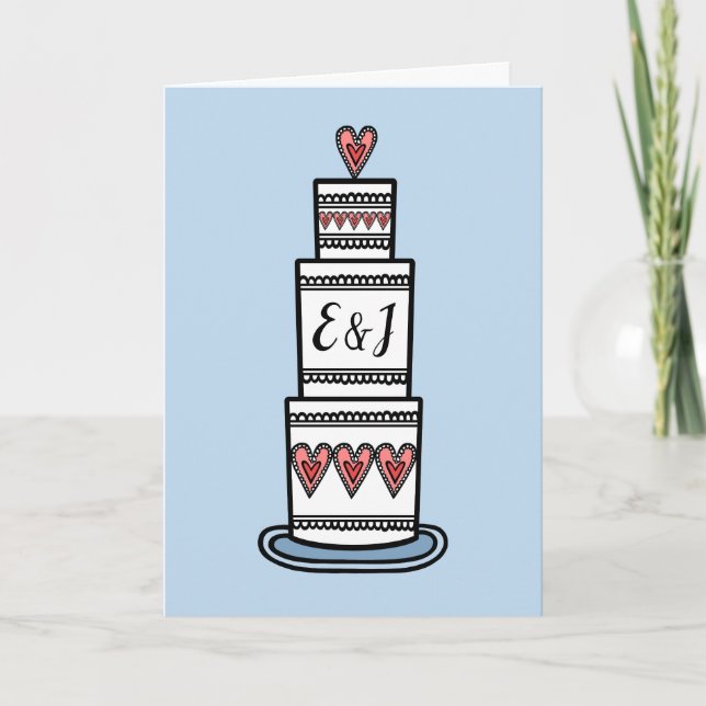 Custom Wedding Cake Illustration Wedding Card Karte (Vorderseite)
