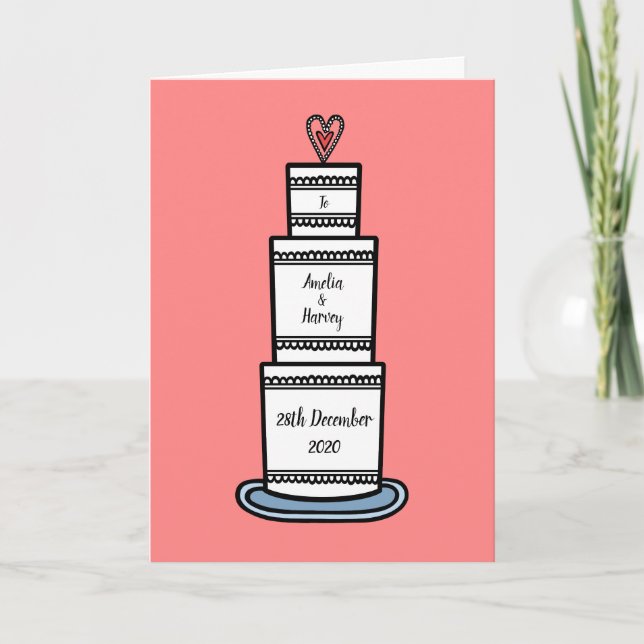 Custom Wedding Cake Illustration Wedding Card Karte (Vorderseite)