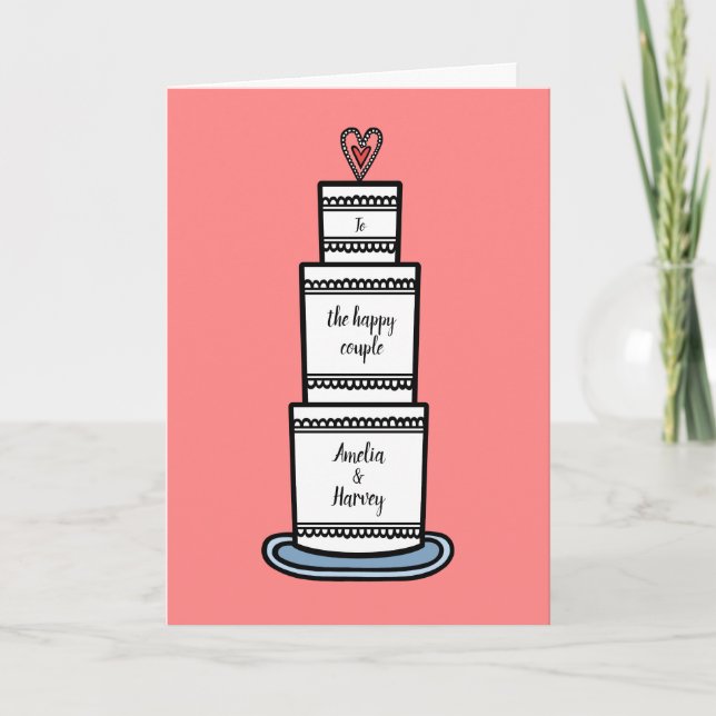 Custom Wedding Cake Illustration Wedding Card Karte (Vorderseite)