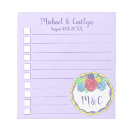 Custom Wedding Checklist Lila Floral Cake Gefallen Notizblock
