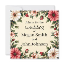 Custom Wedding Einladung mit eleganter rosa Blume