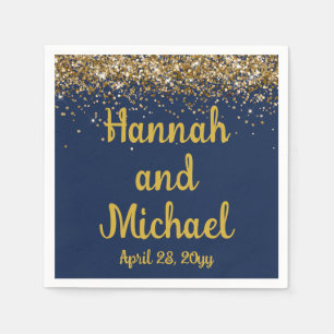 Custom Wedding Empfang Navy & Gold Personalisiert Serviette