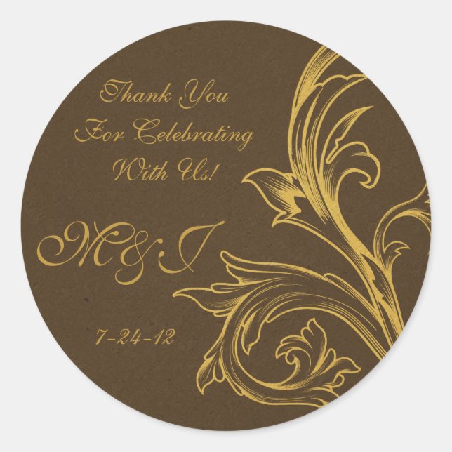 Custom Wedding Favor Labels Runder Aufkleber (Vorderseite)