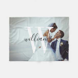 Custom Wedding Foto and Monogram Fleecedecke
