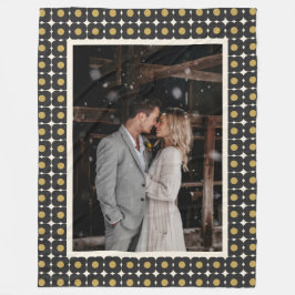 Custom Wedding Foto Anniversary Black Gold Motif Fleecedecke