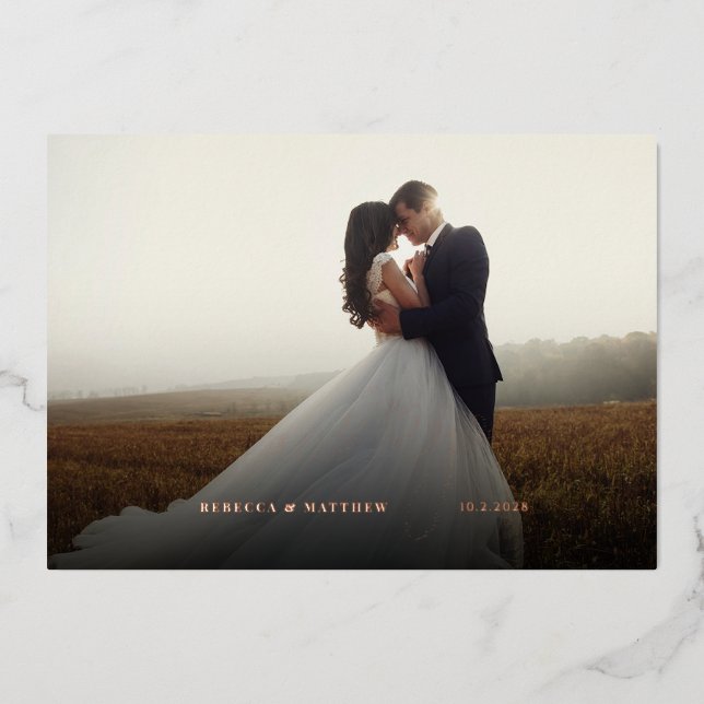 Custom Wedding Foto Dankeschön Card Folieneinladung (Vorderseite)