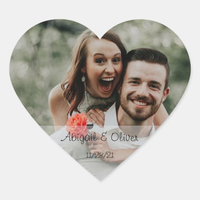 Custom Wedding Foto Herz-Aufkleber (Vorderseite)