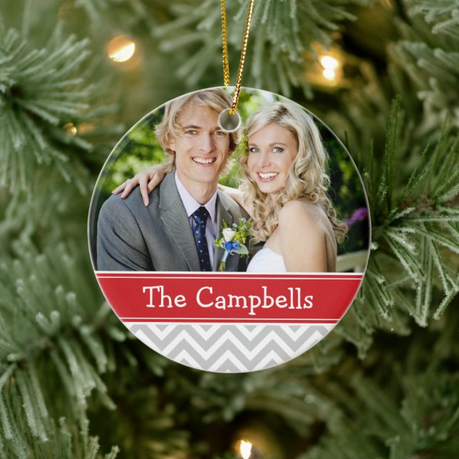 Custom Wedding Foto Keepake Holiday Ornament (Baum)