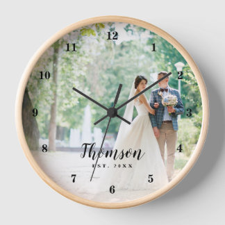 Custom Wedding Foto Mit Monogramm Uhr