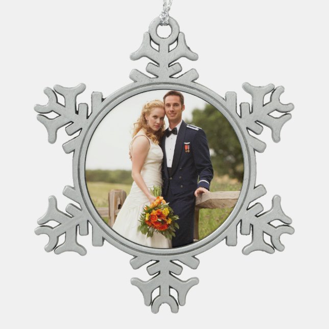 Custom Wedding Foto Snowflake Ornament (Vorderseite)