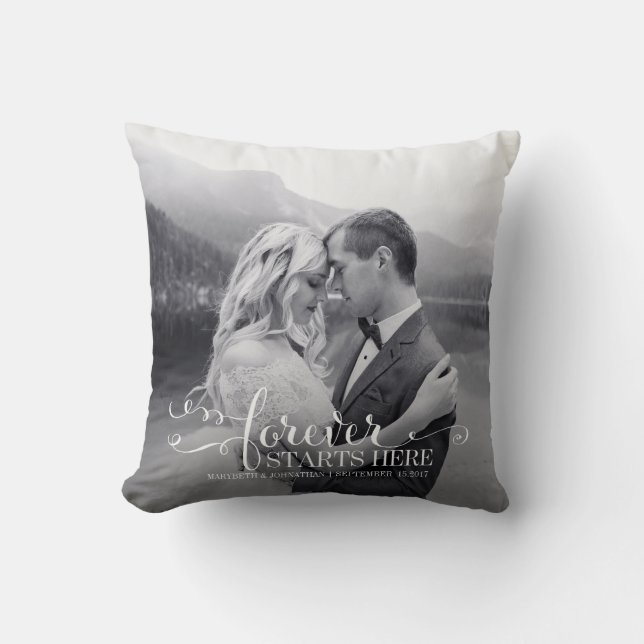 Custom Wedding Foto Throw Kissen (Vorderseite)
