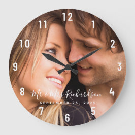 Custom Wedding Foto von Personalized Large Clock Große Wanduhr