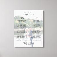 Custom Wedding Foto & Vows Canvas drucken