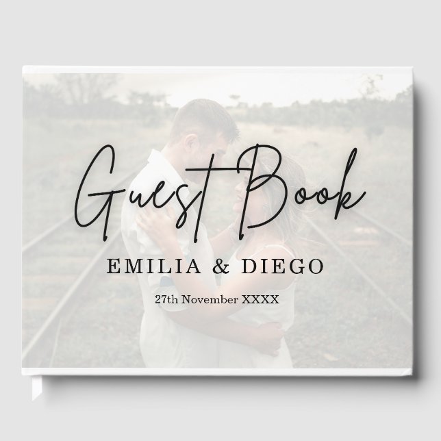 Custom Wedding Guest Book mit Couple's Foto Gästebuch (Vorderseite)
