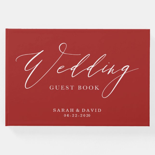 Custom Wedding Guest Book mit Extravagantem Script Gästebuch (Vorderseite)