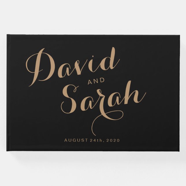 Custom Wedding Guest Book mit Extravagantem Script Gästebuch (Vorderseite)