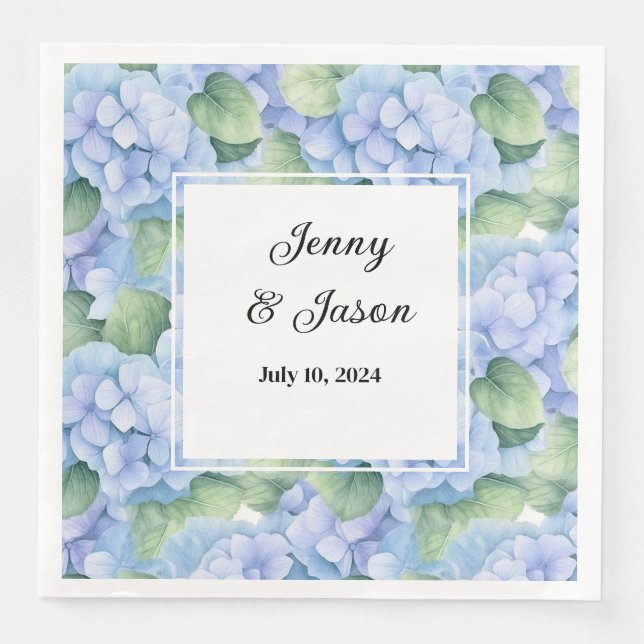 Custom Wedding Hydrangea Paper Napkins Serviette (Vorderseite)