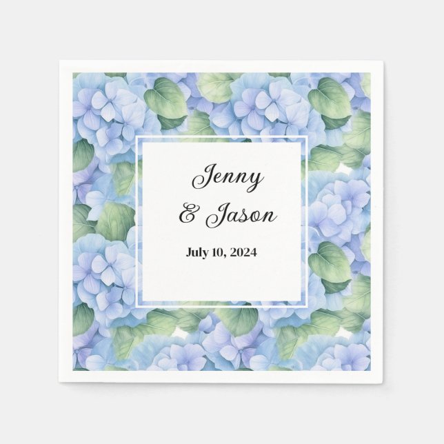 Custom Wedding Hydrangea Paper Napkins Serviette (Vorderseite)