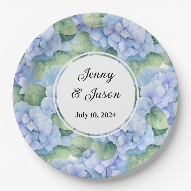 Custom Wedding Hydrangea Paper Teller (Vorderseite)
