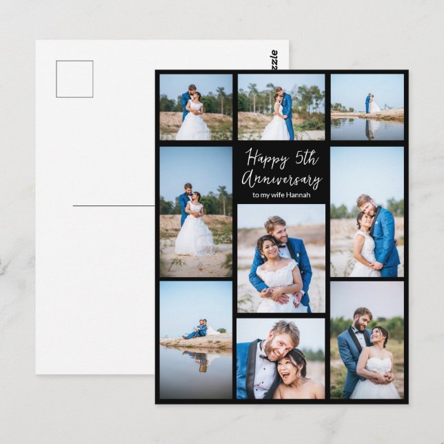 Custom Wedding Jubiläum Neuauflage Foto Collage Postkarte (Vorne/Hinten)