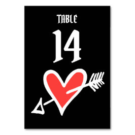 Custom Wedding Liebe Herz Schwarz & Rot Tischnumme Tischnummer