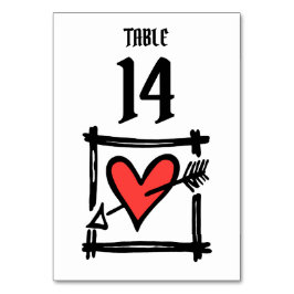 Custom Wedding Liebe Herz Schwarz & Rot Tischnumme Tischnummer