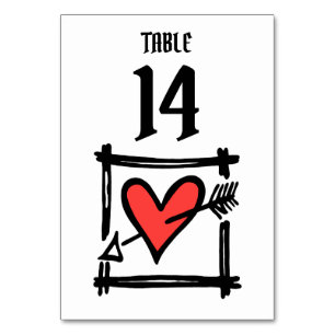 Custom Wedding Liebe Herz Schwarz & Rot Tischnumme Tischnummer
