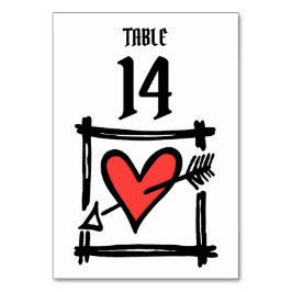 Custom Wedding Liebe Herz Schwarz & Rot Tischnumme Tischnummer