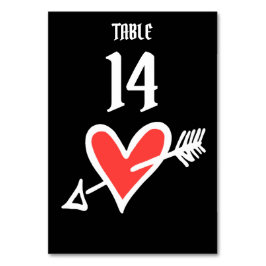 Custom Wedding Liebe Herz Schwarz & Rot Tischnumme Tischnummer
