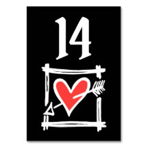 Custom Wedding Liebe Herz Schwarz & Rot Tischnumme