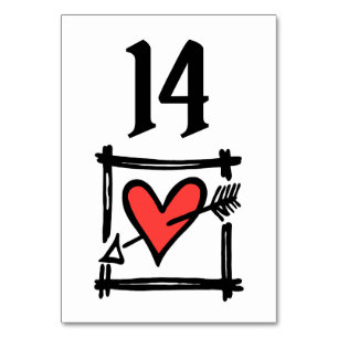 Custom Wedding Liebe Herz Schwarz & Rot Tischnumme Tischnummer