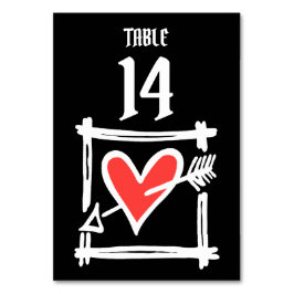 Custom Wedding Liebe Herz Schwarz & Rot Tischnumme Tischnummer