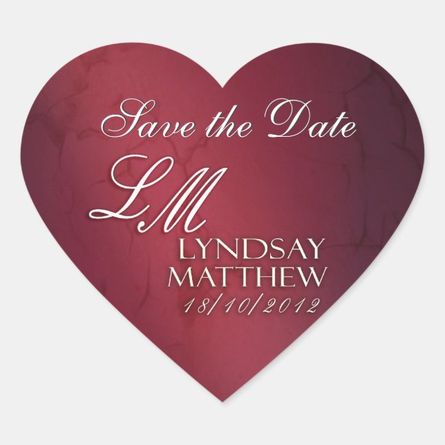 Custom Wedding Logo Stickers - Herz geformt (Vorderseite)