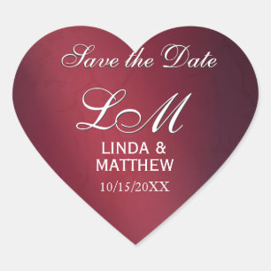 Custom Wedding Logo Stickers - Herz geformt