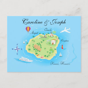 Custom Wedding Map Design - Illustriert Postkarte