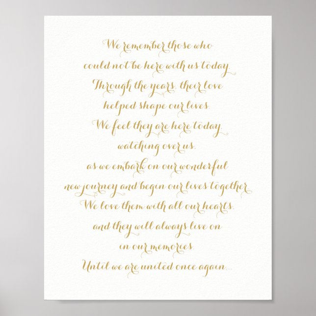 Custom Wedding Memorial Sign Gold Poster (Vorne)