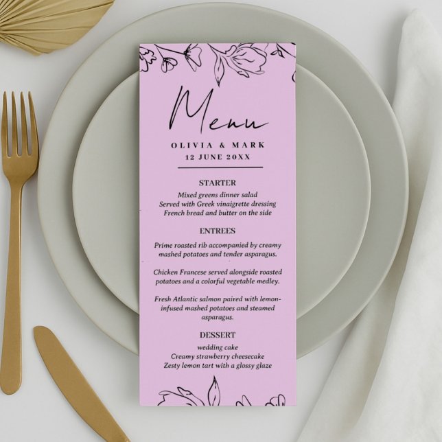 Custom Wedding Menu – Starter, Entrées & Dessert (Créateur téléchargé)