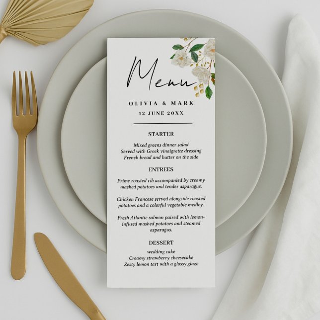 Custom Wedding Menu - Vorspeise, Entrées & Dessert Menükarte (Von Creator hochgeladen)