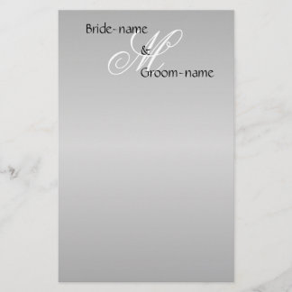 Custom Wedding Monogram Gray Black and White Briefpapier