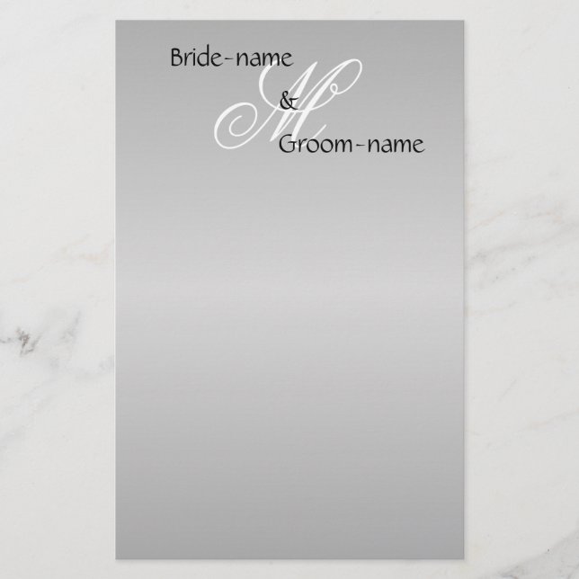 Custom Wedding Monogram Gray Black and White Briefpapier (Vorderseite)