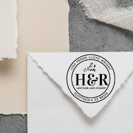Custom Wedding Monogram Rücksendeadresse Round Permastempel