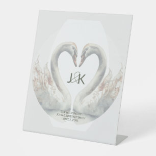 Custom Wedding Monogram Swan Sockelschild