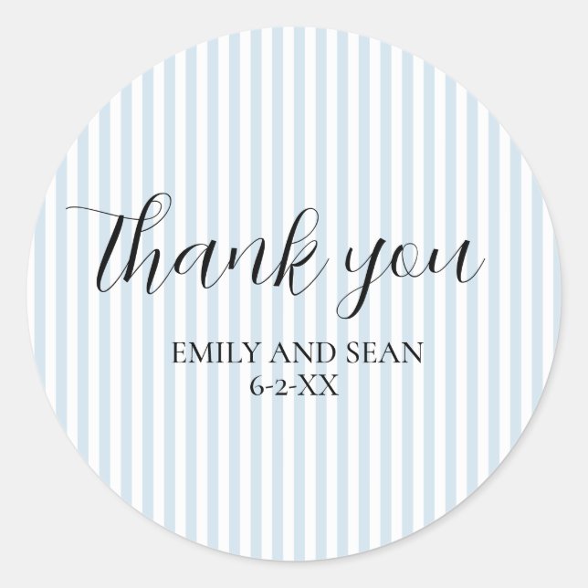 Custom Wedding Name Vielen Dank Runder Aufkleber (Vorderseite)