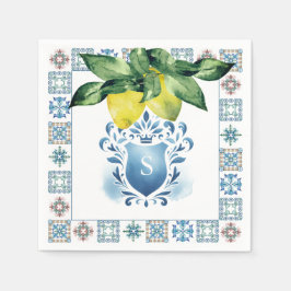 Custom Wedding Napkins Amalfi Tile und Zitronen Serviette