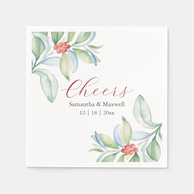 Custom Wedding Napkins Weihnachtsfeiertage Blätter Serviette (Vorderseite)