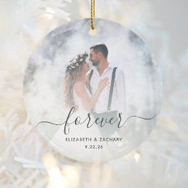 Custom Wedding Photo Forever Personalized Gray Keramik Ornament